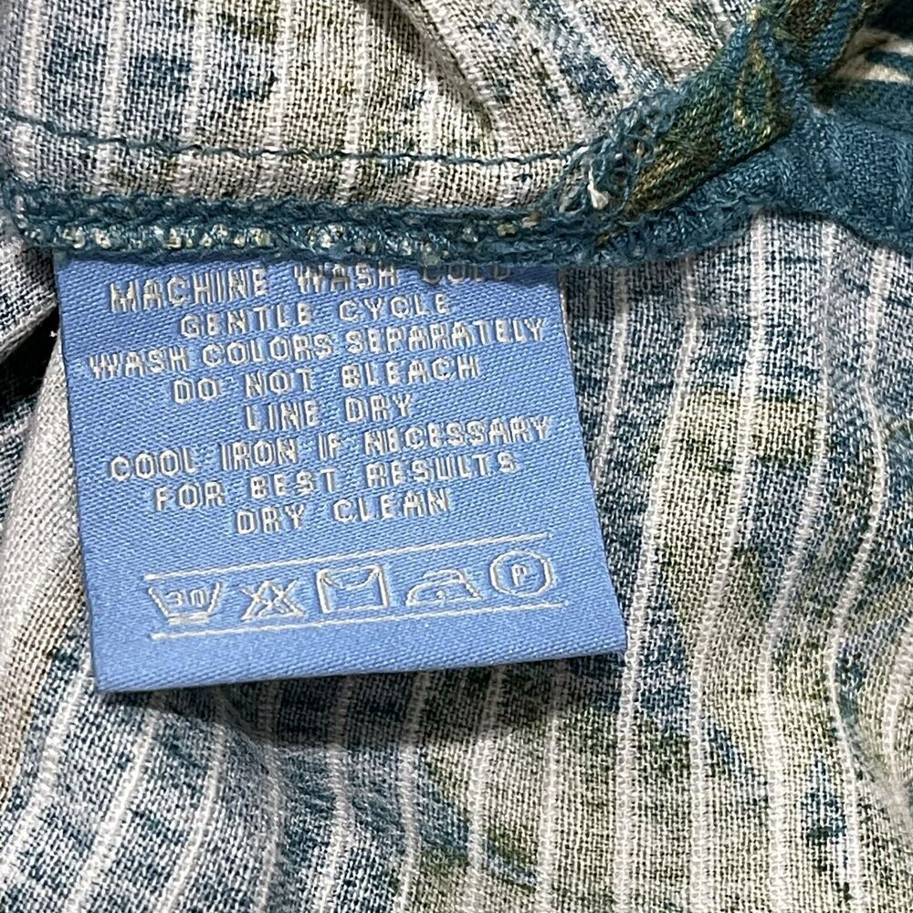 Bermuda Bay Shirt Mens Large Teal Blue Silk Tropical Palm Tree Button Down - Picture 9 of 10
